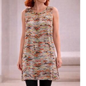 CAbi Avery Aztec Geo Print Front Button Tunic Semi Sheer Top Women's Size Medium